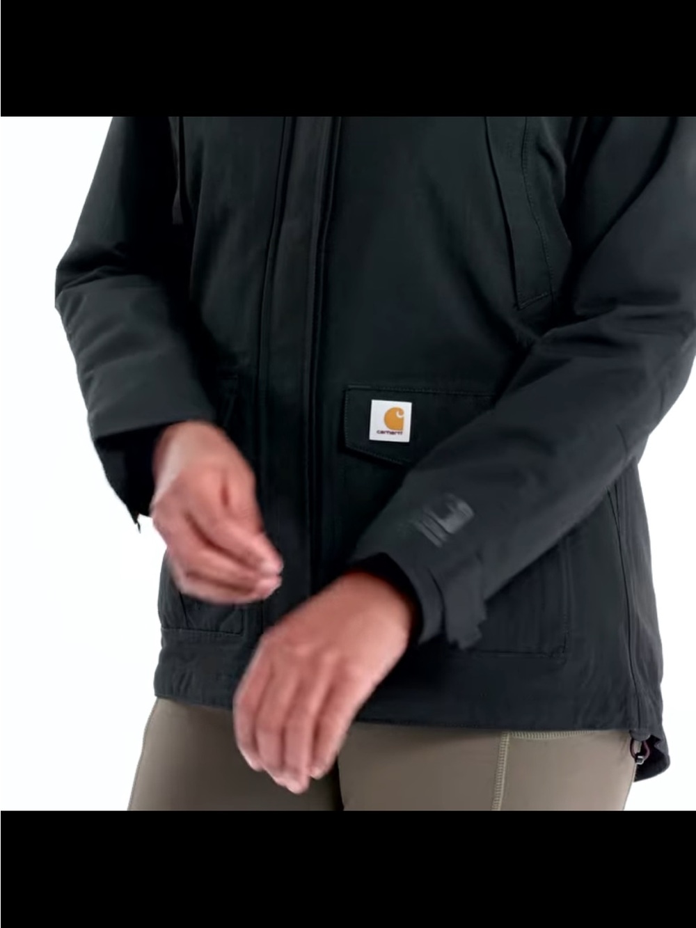Carhartt Black Hooded Work Jacket with Front Patch Pockets - Picture 5 of 9
